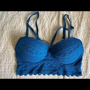 Teal green bralette lightly padded, underwire
